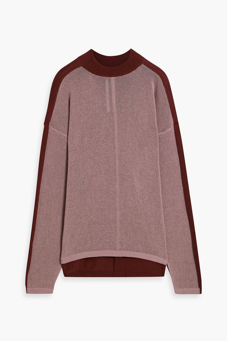 Rick Owens Henna Two-tone Cotton Sweater In Merlot