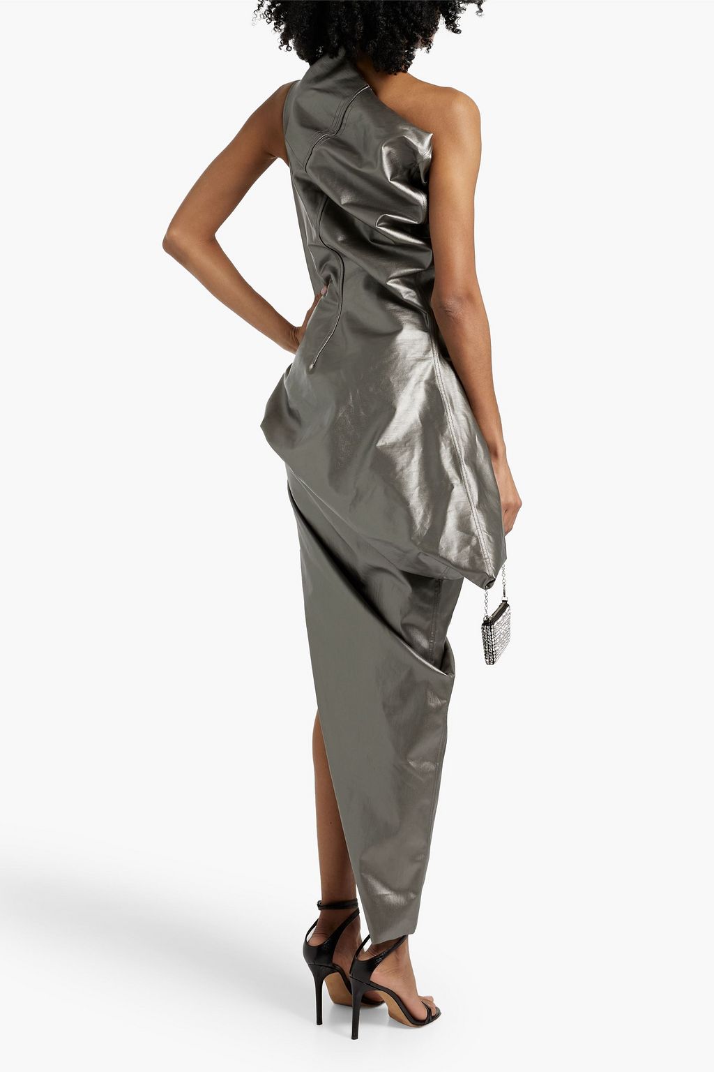 RICK OWENS Walrus one-shoulder coated-denim dress
