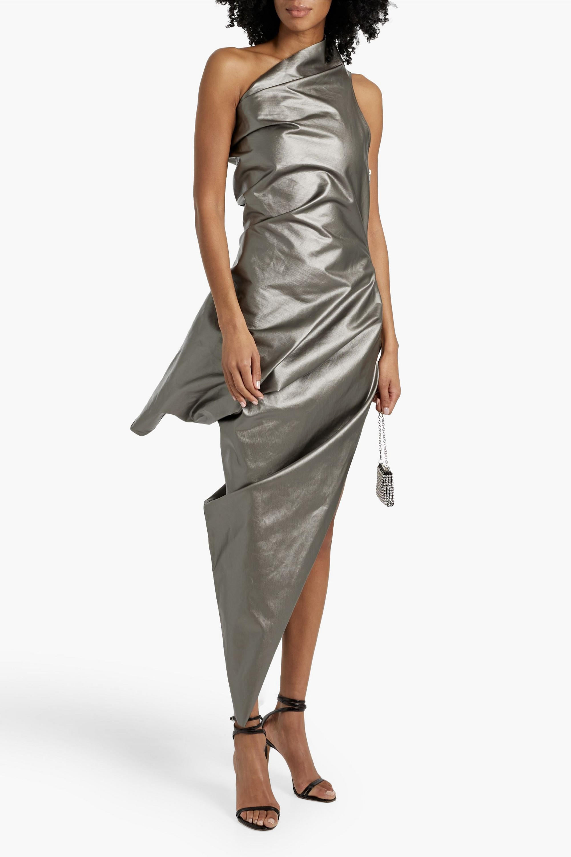 Rick Owens Walrus one-shoulder coated denim maxi dress