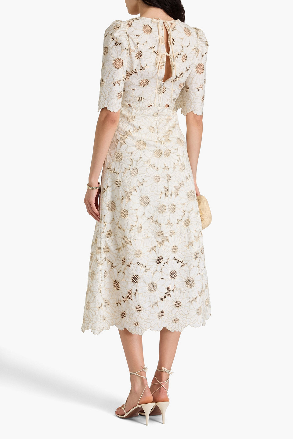  Sandro - Midikleid Aus Spitze Mit Metallic-effekt - Weiß - Fr 34 