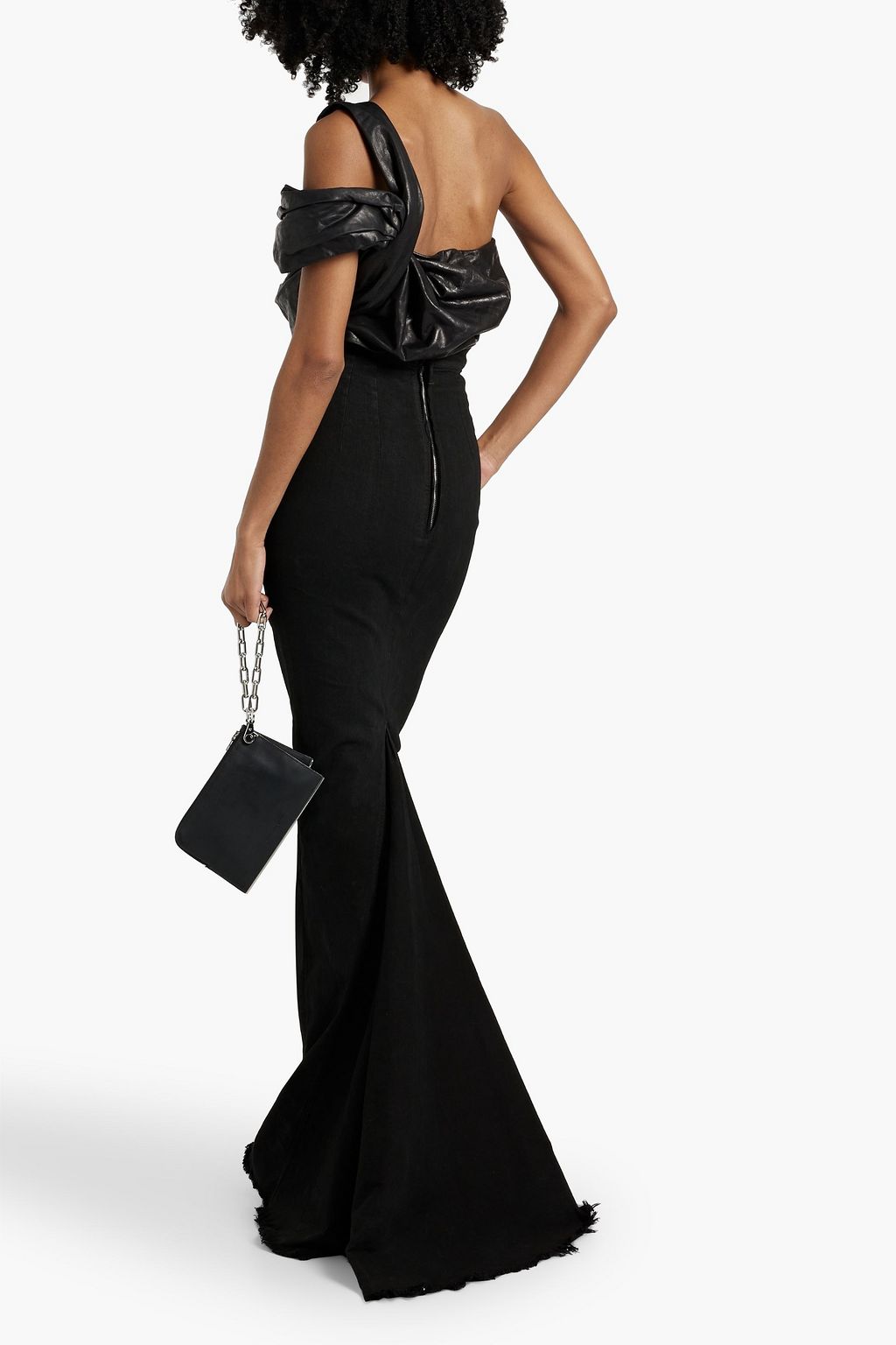 RICK OWENS Dirt Pillar fluted denim maxi skirt