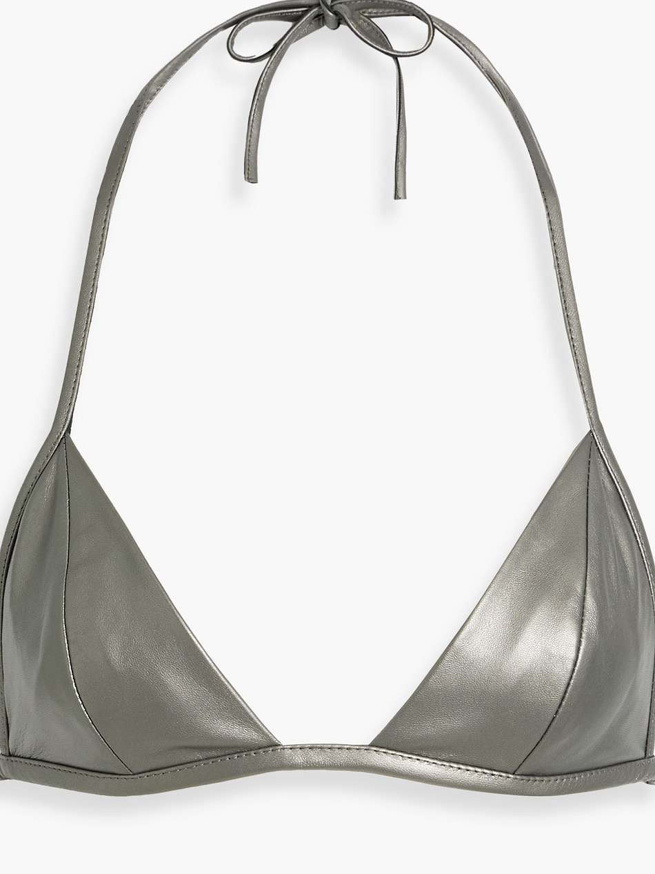 leather halterneck bra top