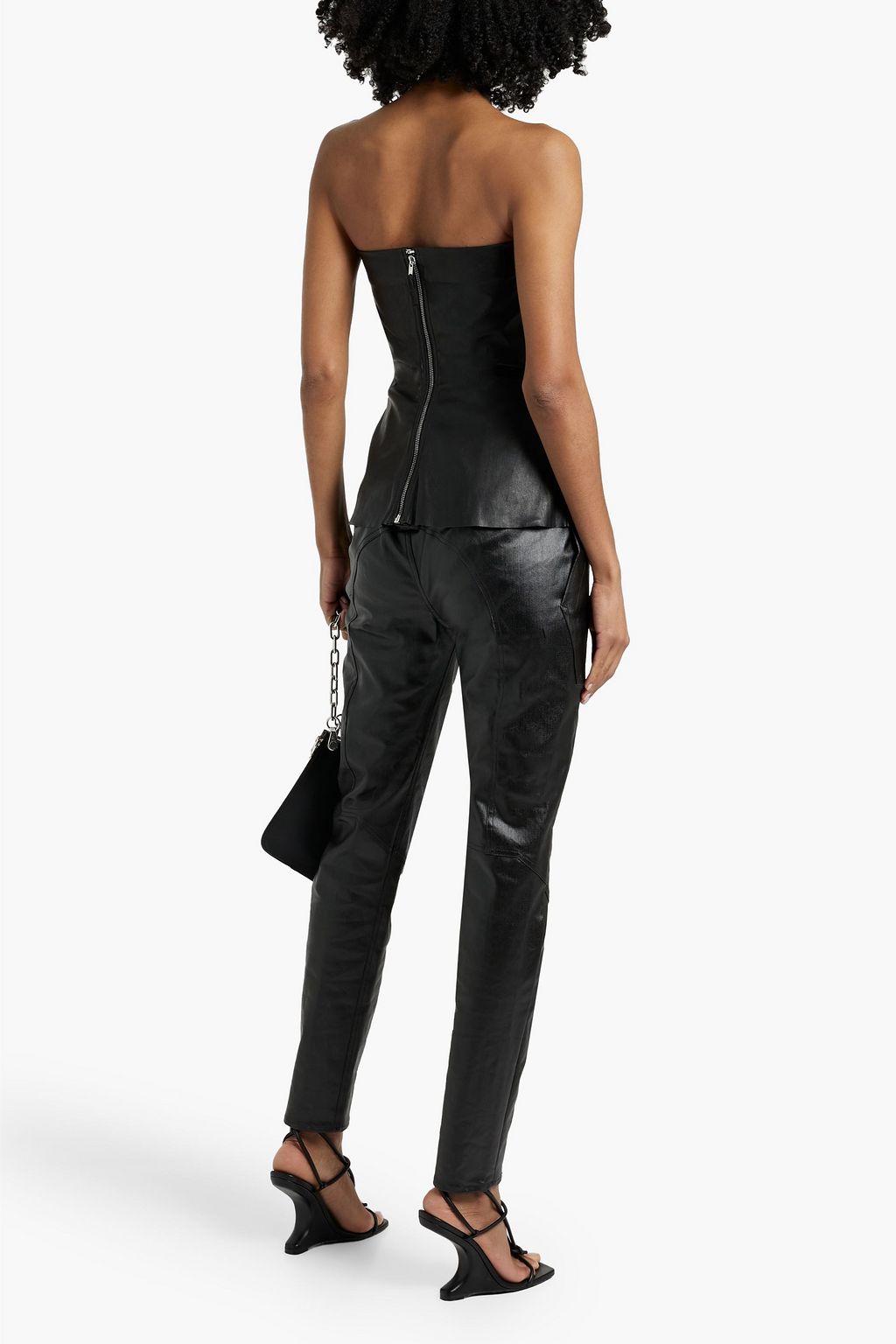 RICK OWENS Strapless leather-blend bustier top
