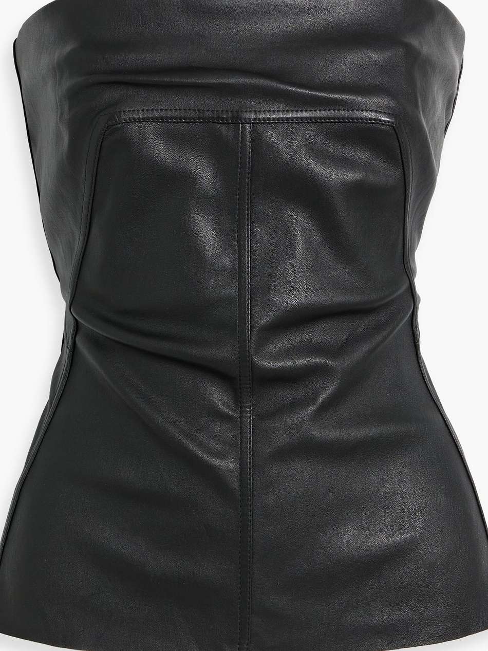 strapless leather-blend bustier top