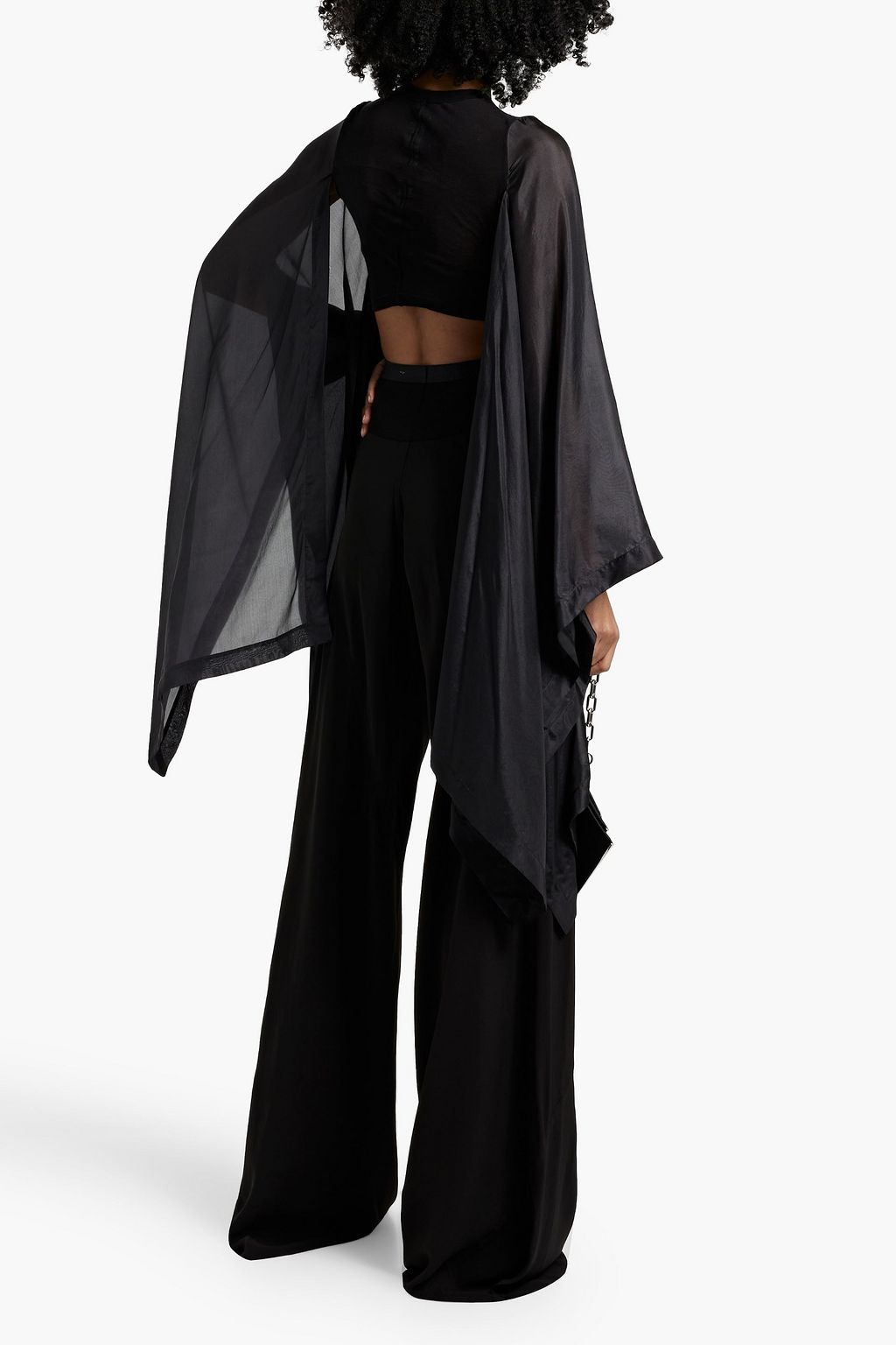 RICK OWENS Flag cropped silk-paneled cotton-jersey top