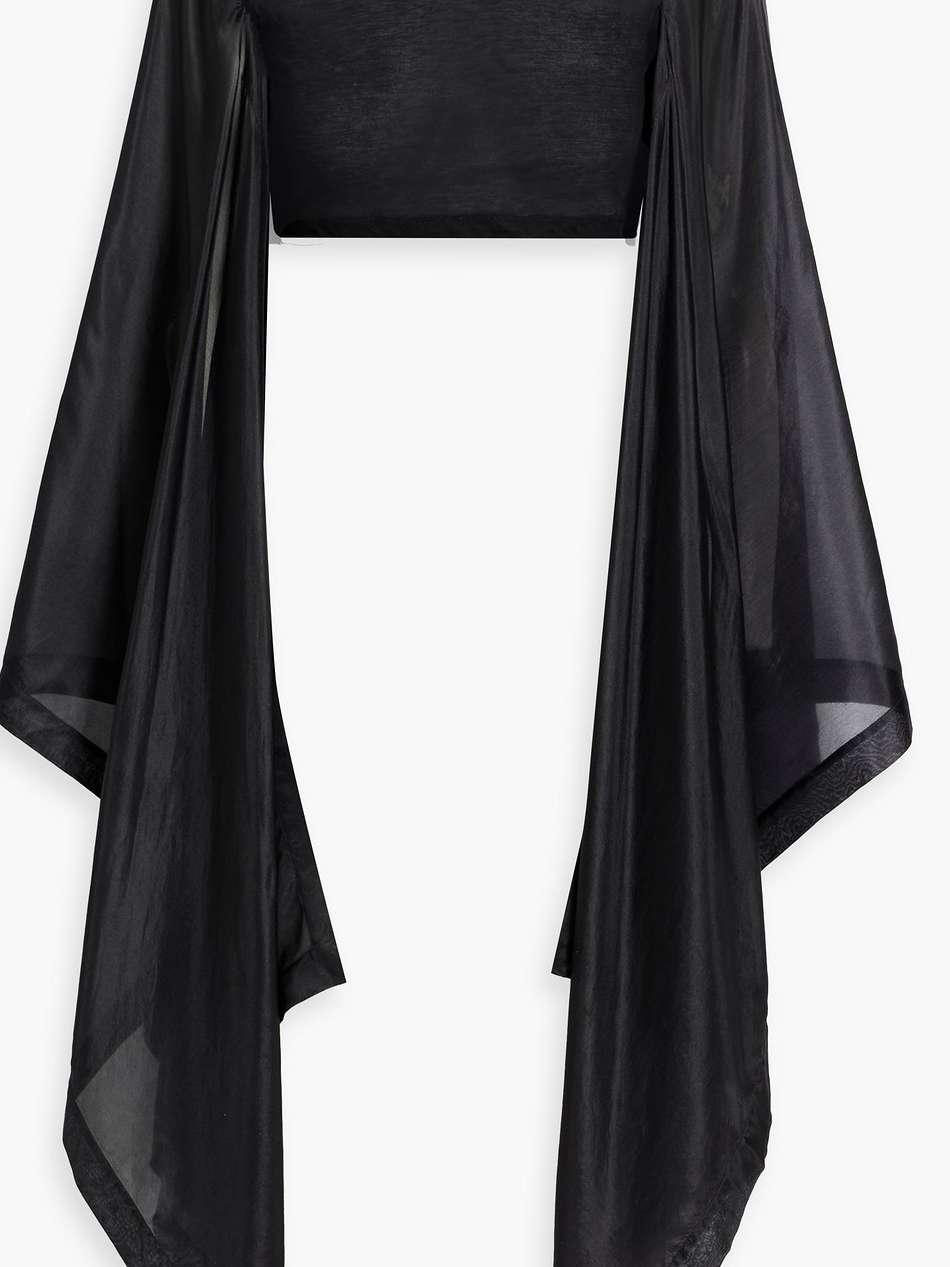 flag cropped cape-effect cotton-jersey top