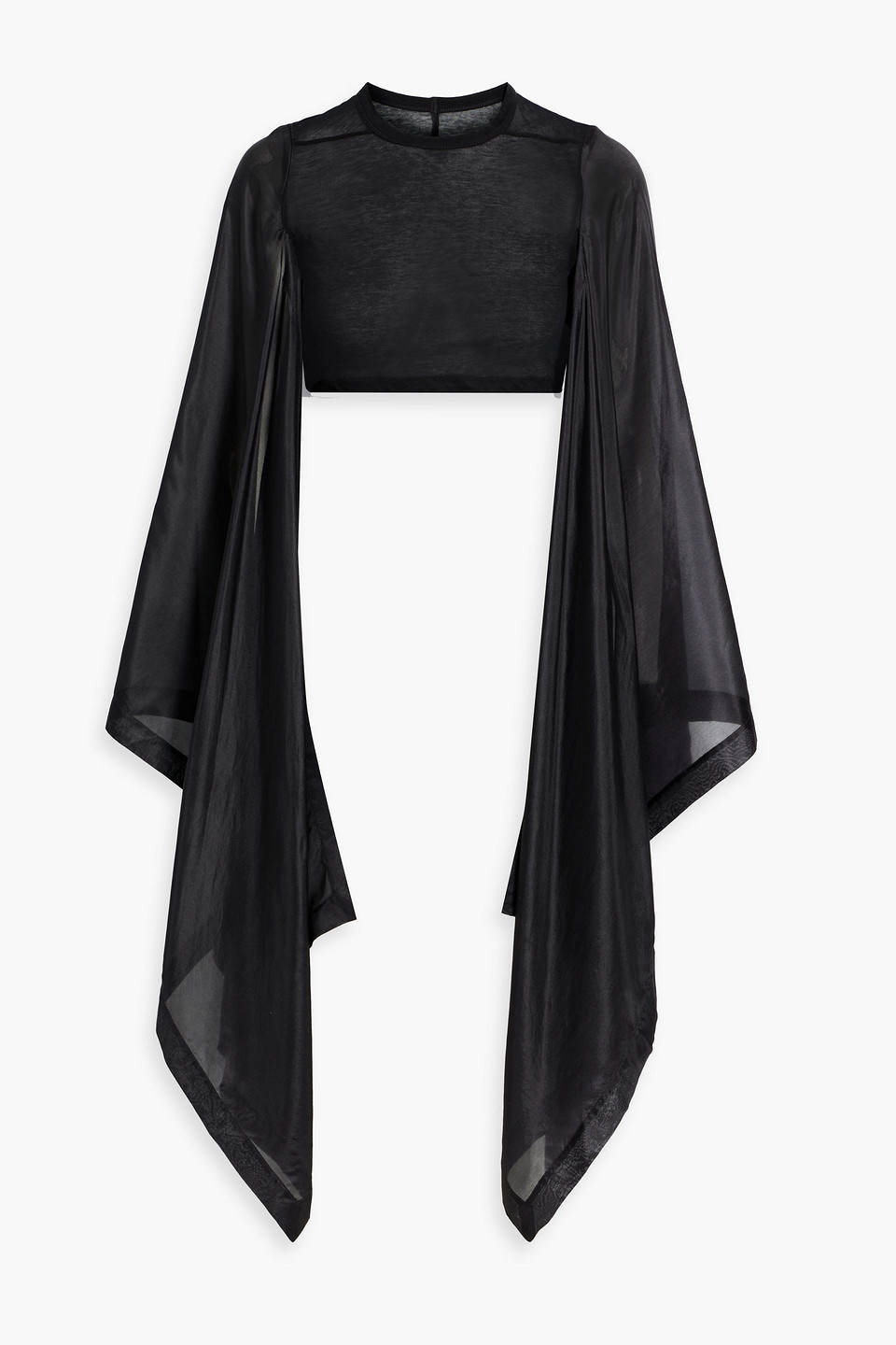 Rick Owens Long Sleeve Cropped T-shirt In Black