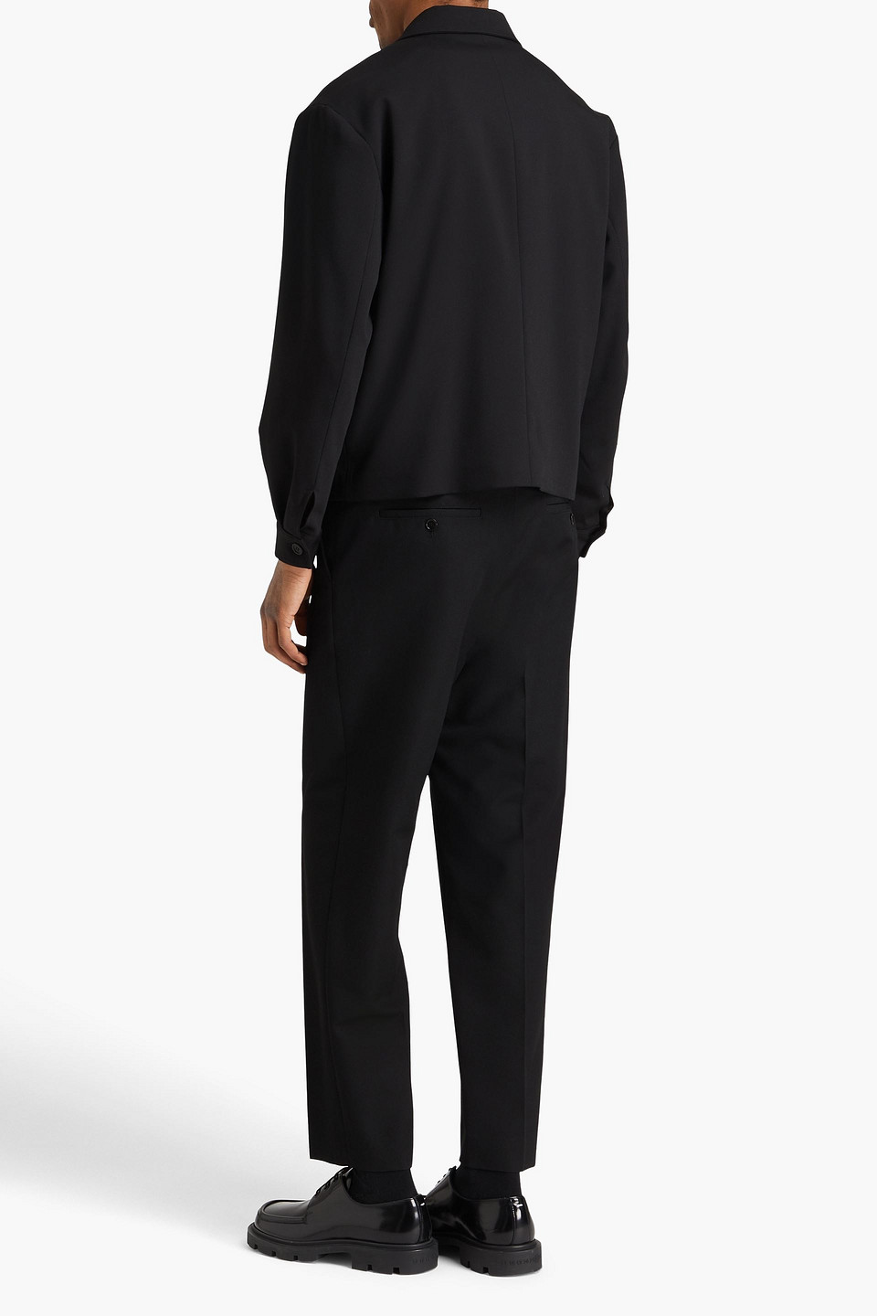 Sandro Wool-blend Crepe Jacket In Schwarz