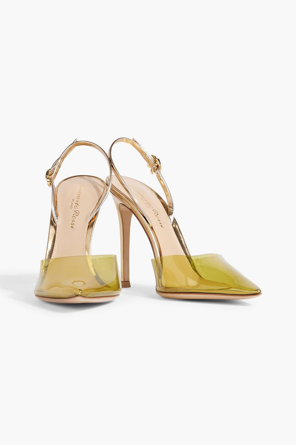 GIANVITO ROSSI Ribbon iridescent PVC slingback pumps