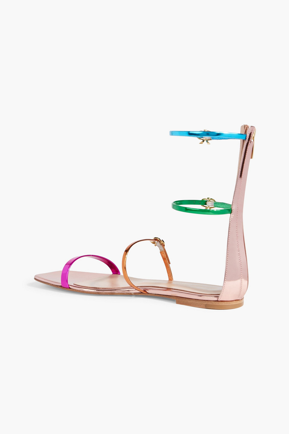 Gianvito Rossi Ribbon Downtown Mirrored-leather Sandals In Multicolor