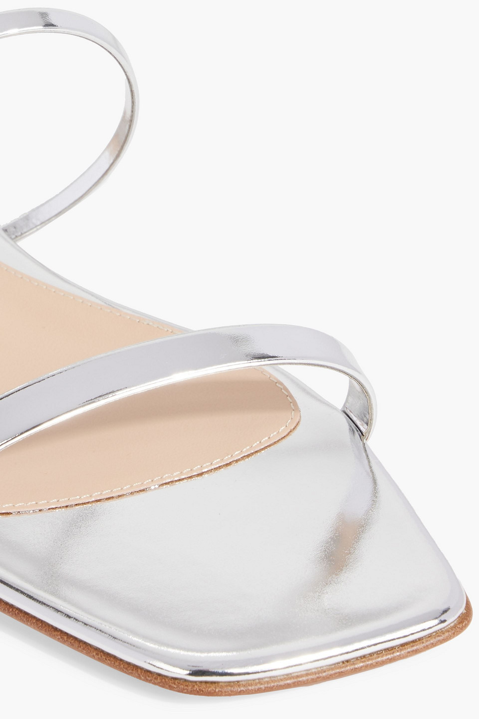 Gianvito Rossi Ribbon Downtown Mirrored-leather Sandals In Silver