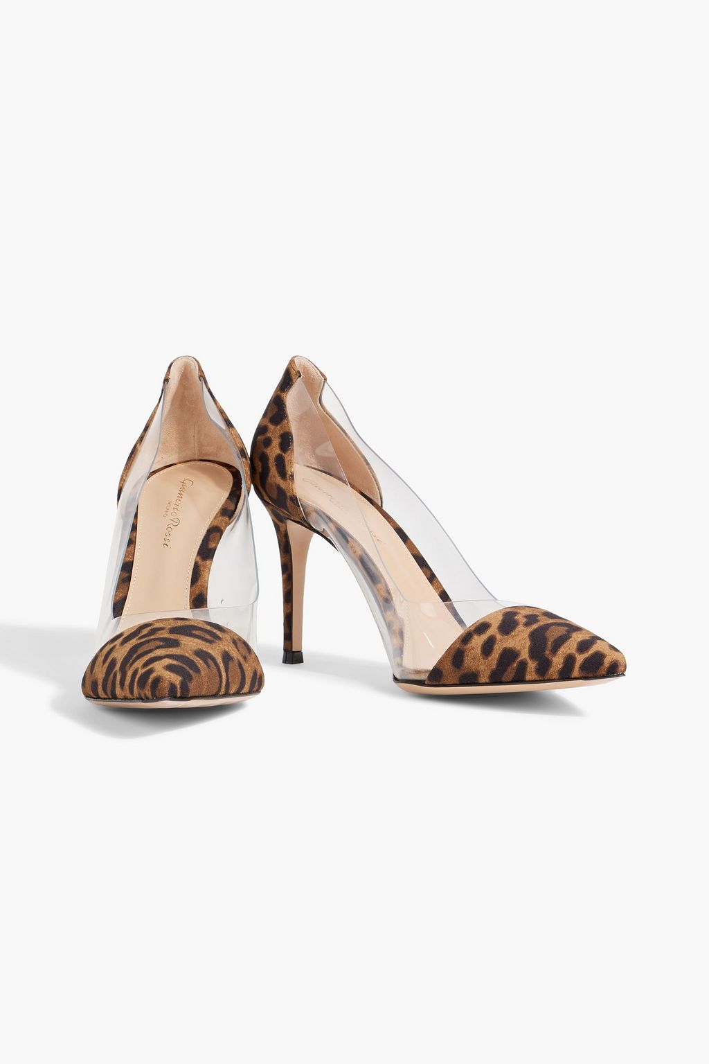GIANVITO ROSSI Leopard-print woven and PVC pumps