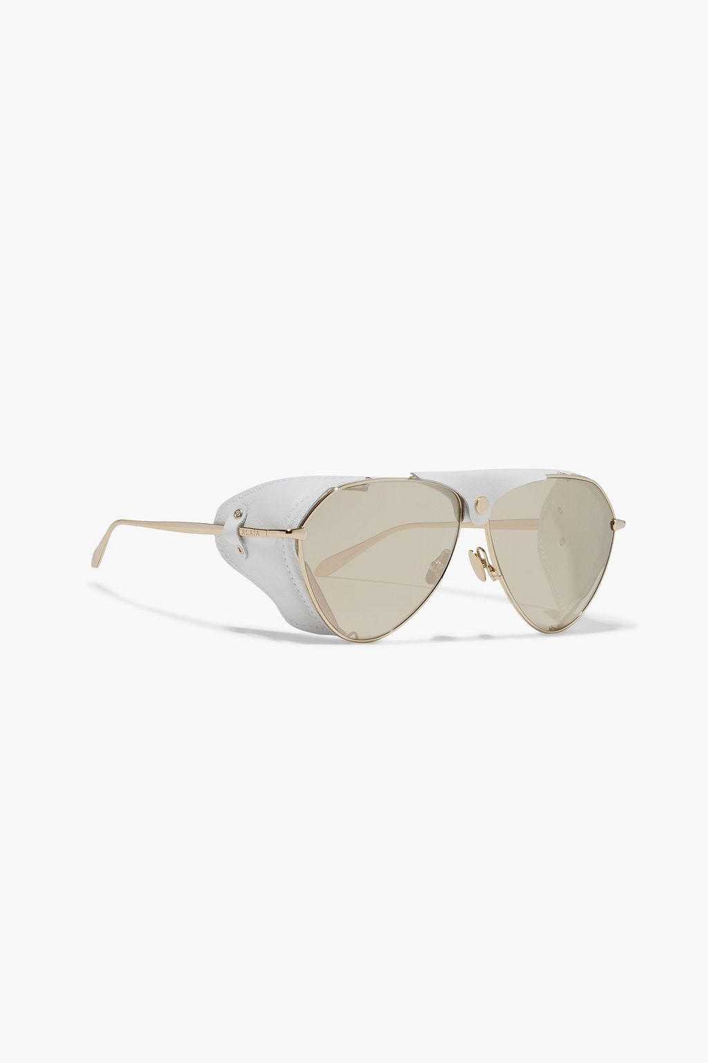 ALAÏA Aviator-style gold-tone and leather sunglasses