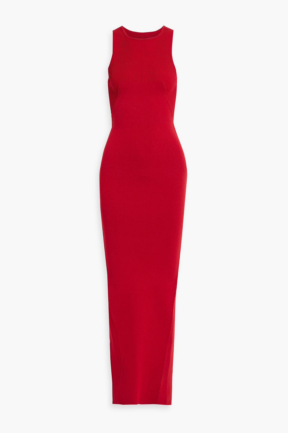 Rick Owens Ribbed Sleeveless Maxi Dress In Red
