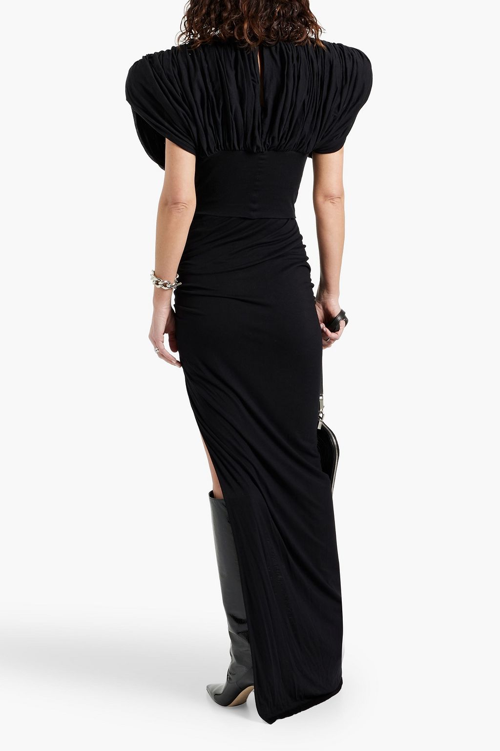 RICK OWENS LILIES Svita asymmetric ruched jersey maxi skirt