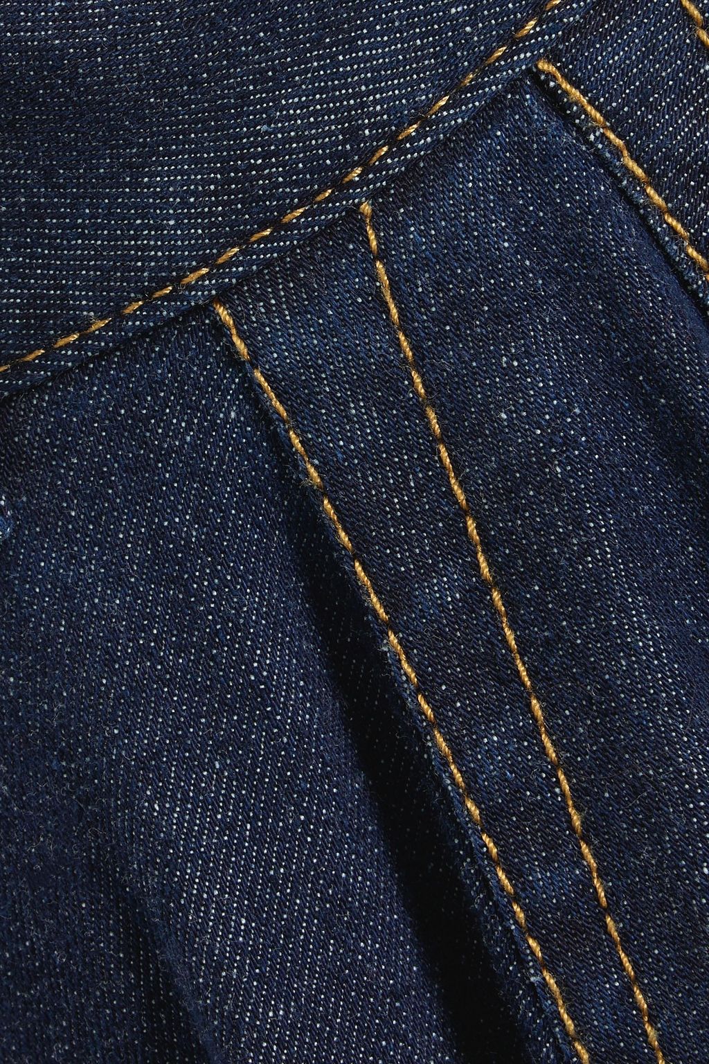 ALAÏA Gathered denim midi skirt