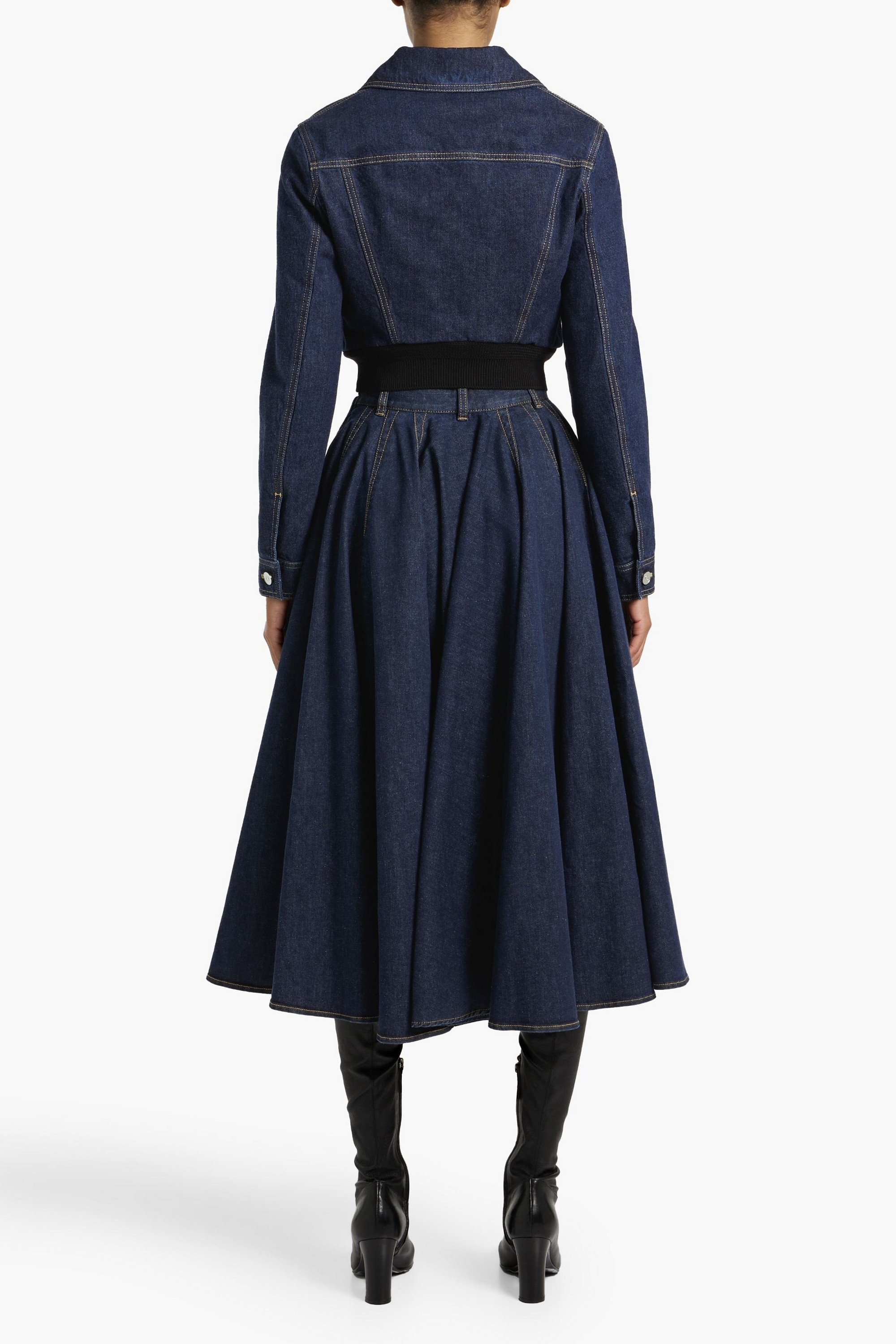 Alaïa Gathered denim midi skirt thumbnail