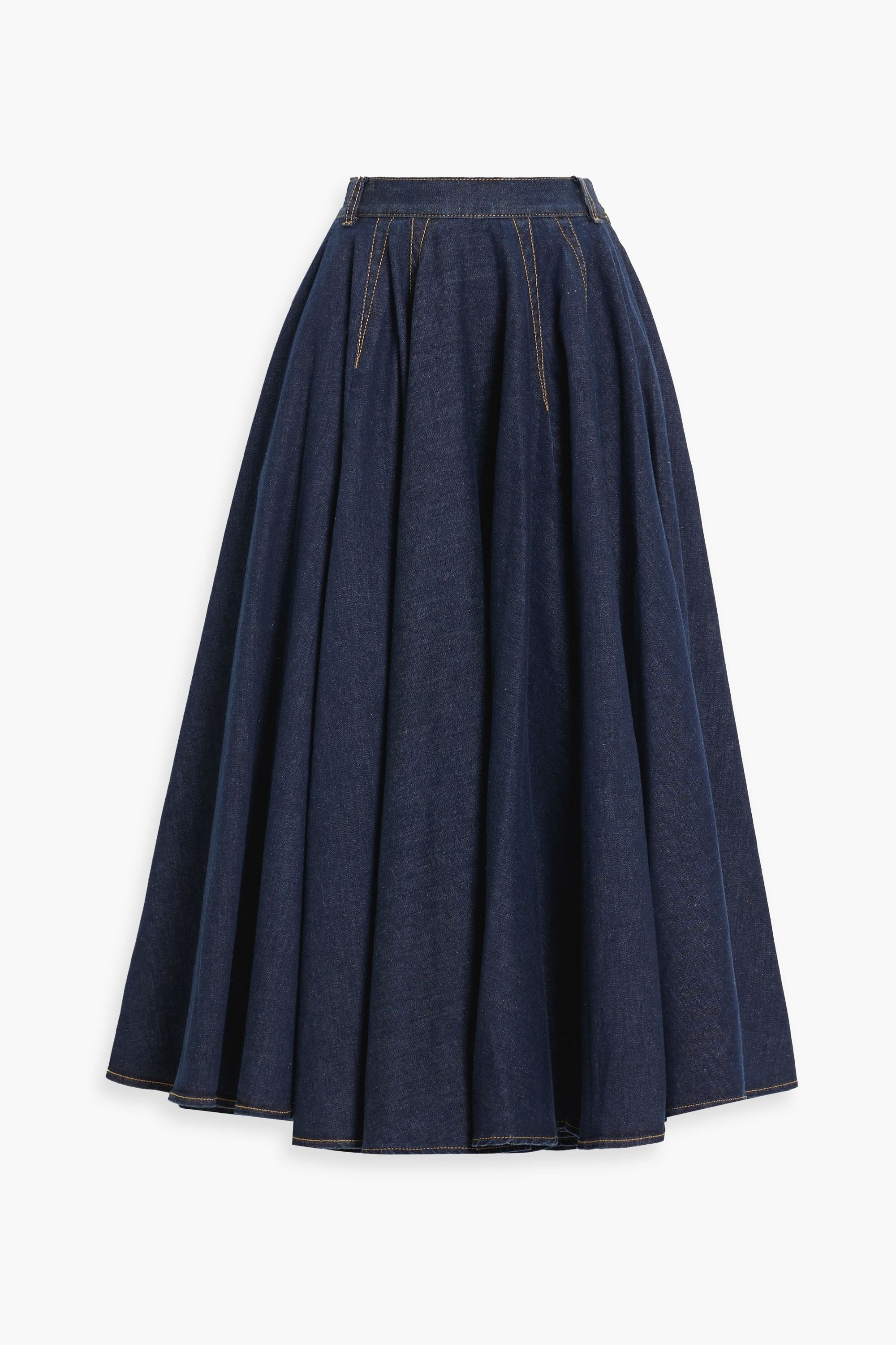 Alaïa Gathered denim midi skirt thumbnail