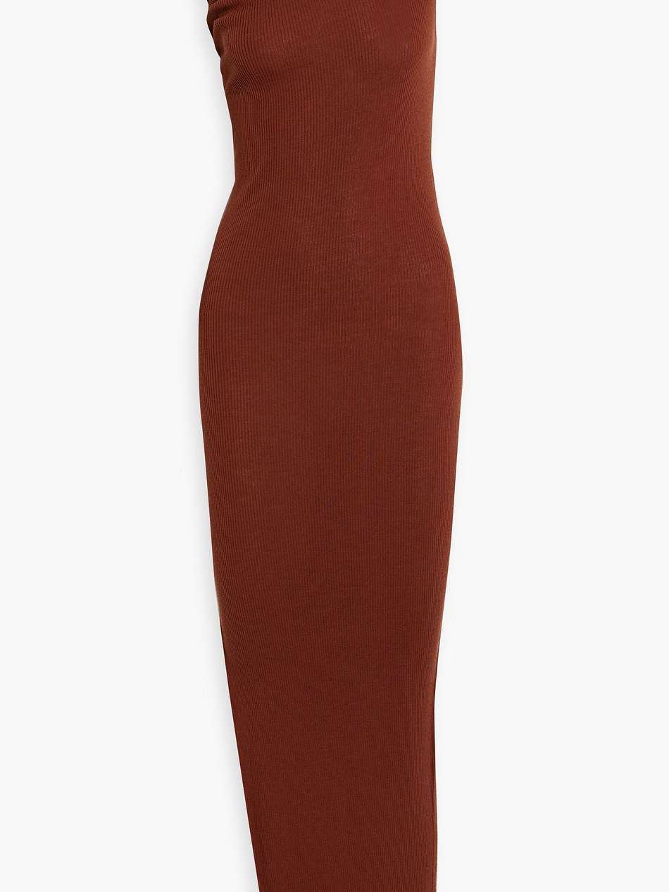 athena one-shoulder ribbed wool dress