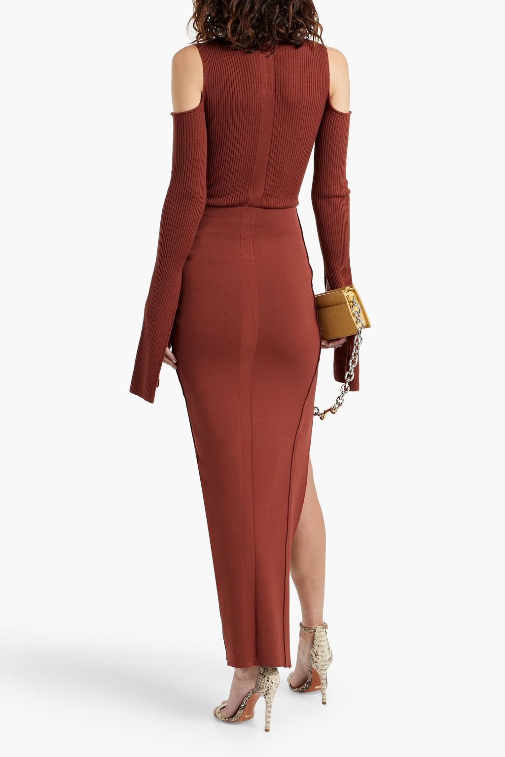 RICK OWENS Henna cold-shoulder ribbed wool top