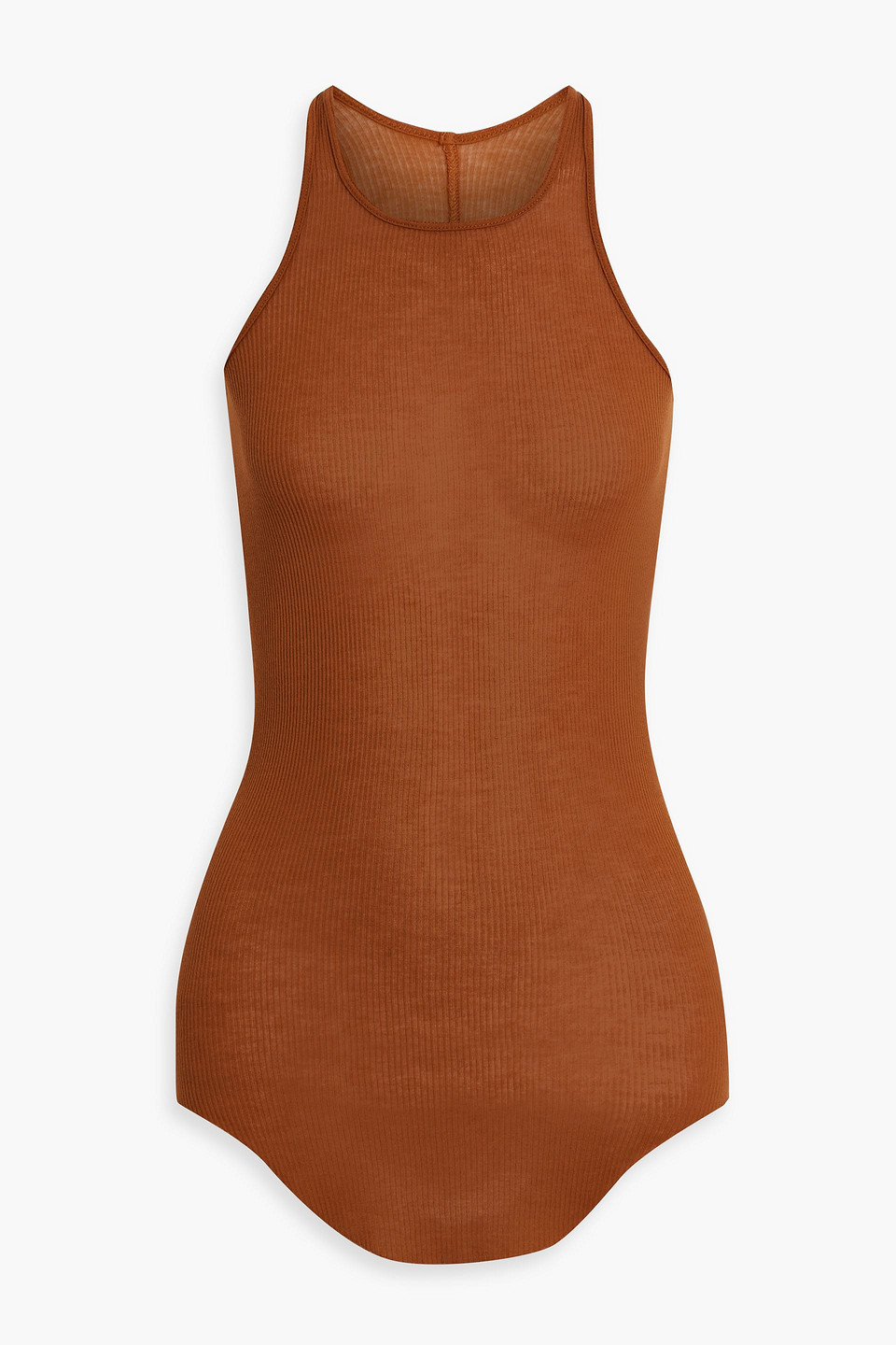 Rick Owens Ribbed Jersey Tank In Camel