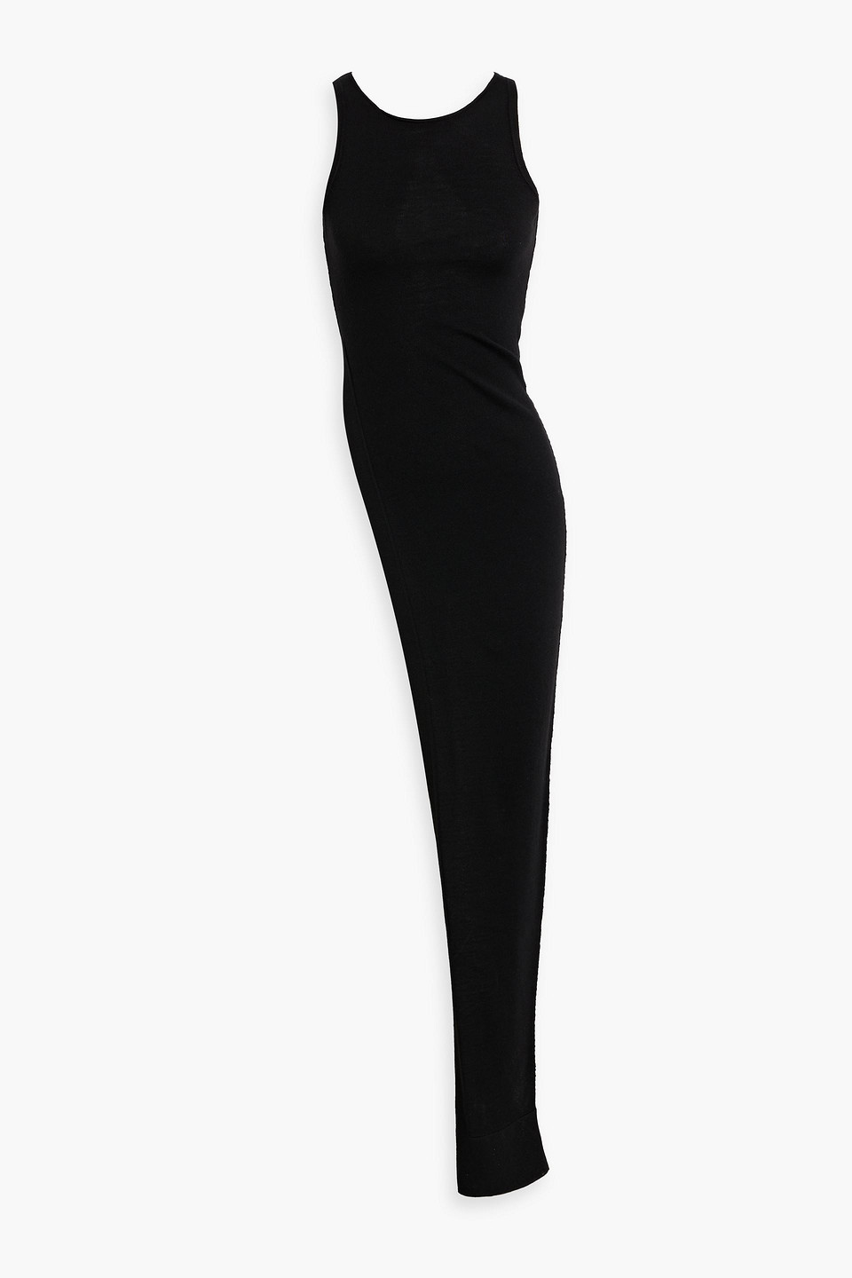 Rick Owens Asymmertic Draped Wool Top In Black