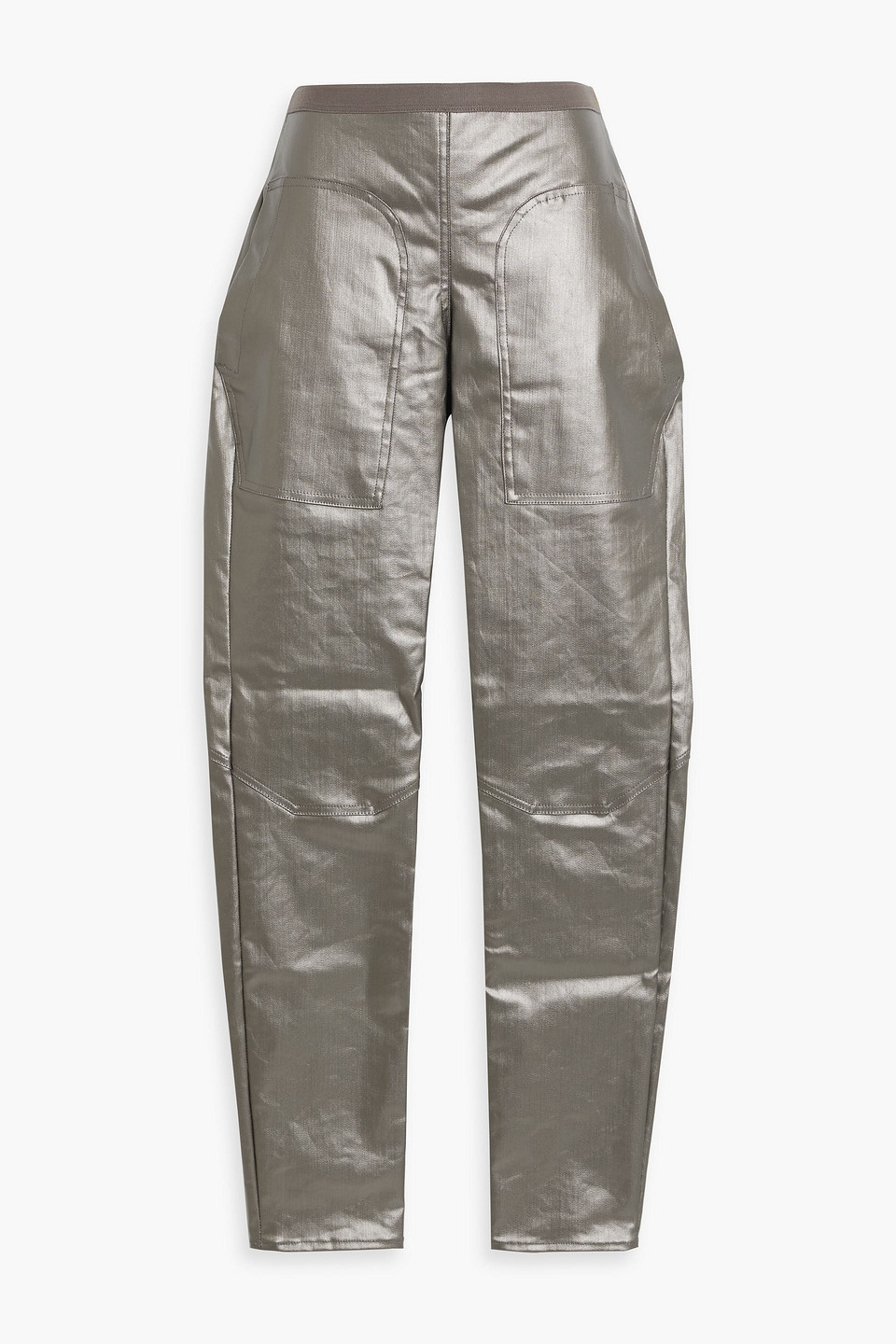 Rick Owens Metallic Coated Low-rise Skinny Jeans In Brass