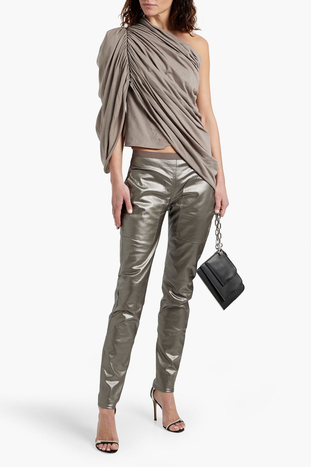 RICK OWENS Coated low-rise skinny jeans