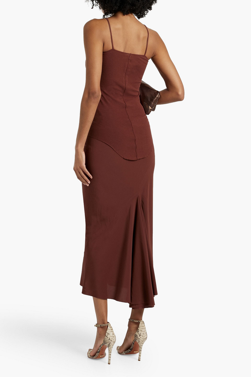 Rick Owens Skorpio Ribbed-knit Tank In Brown