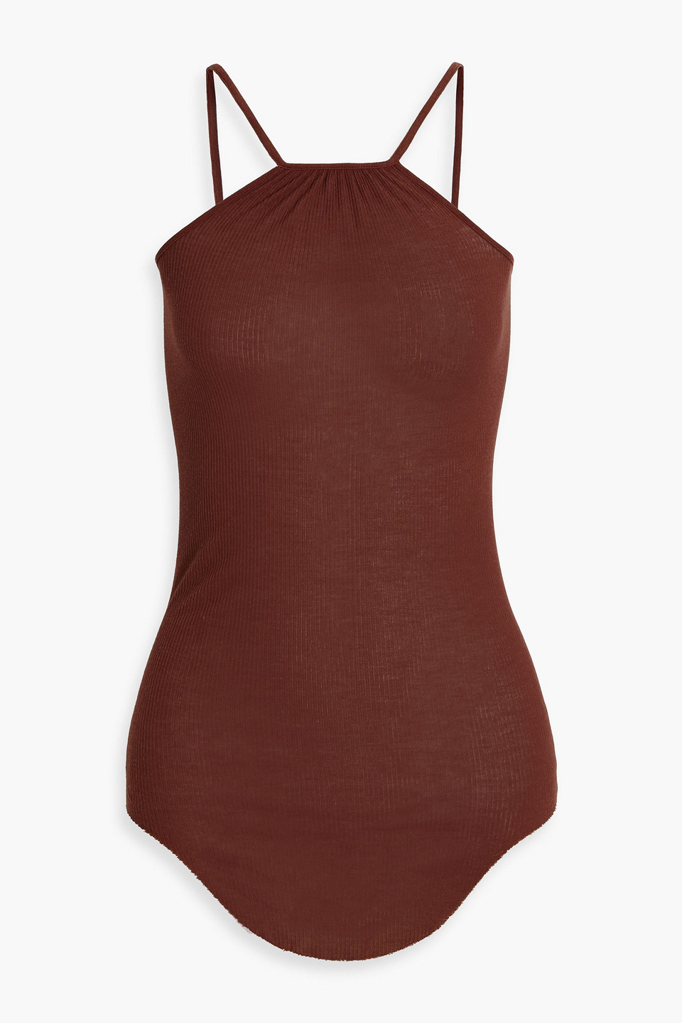 Rick Owens Skorpio Ribbed-knit Tank In Brown