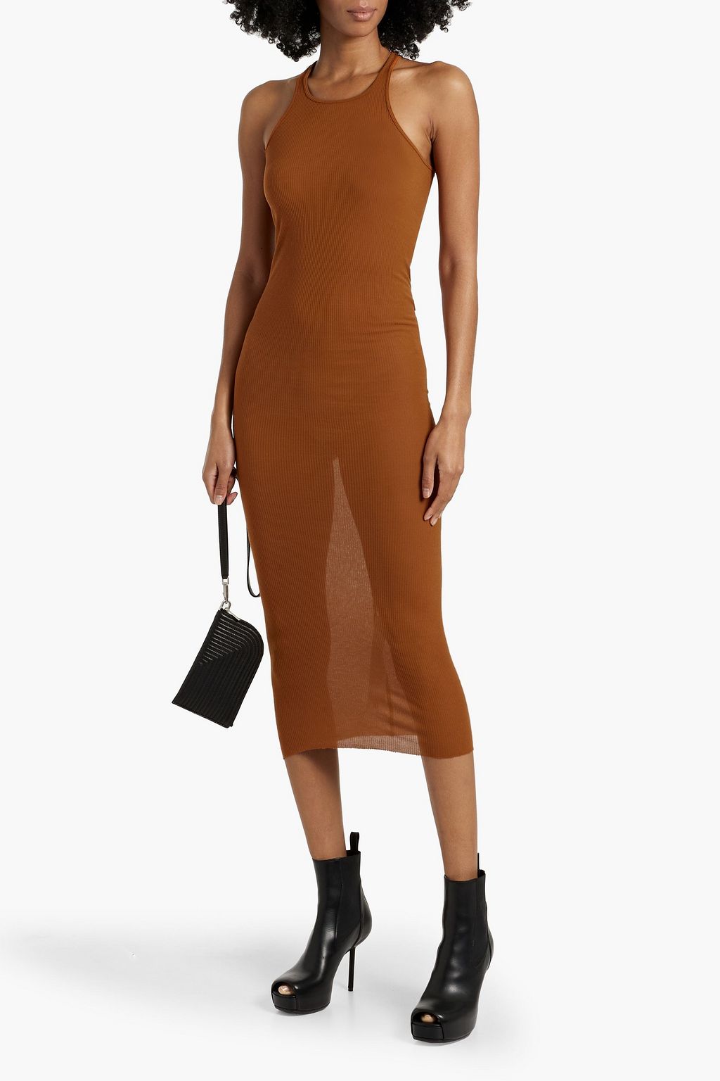 RICK OWENS Ribbed jersey midi dress