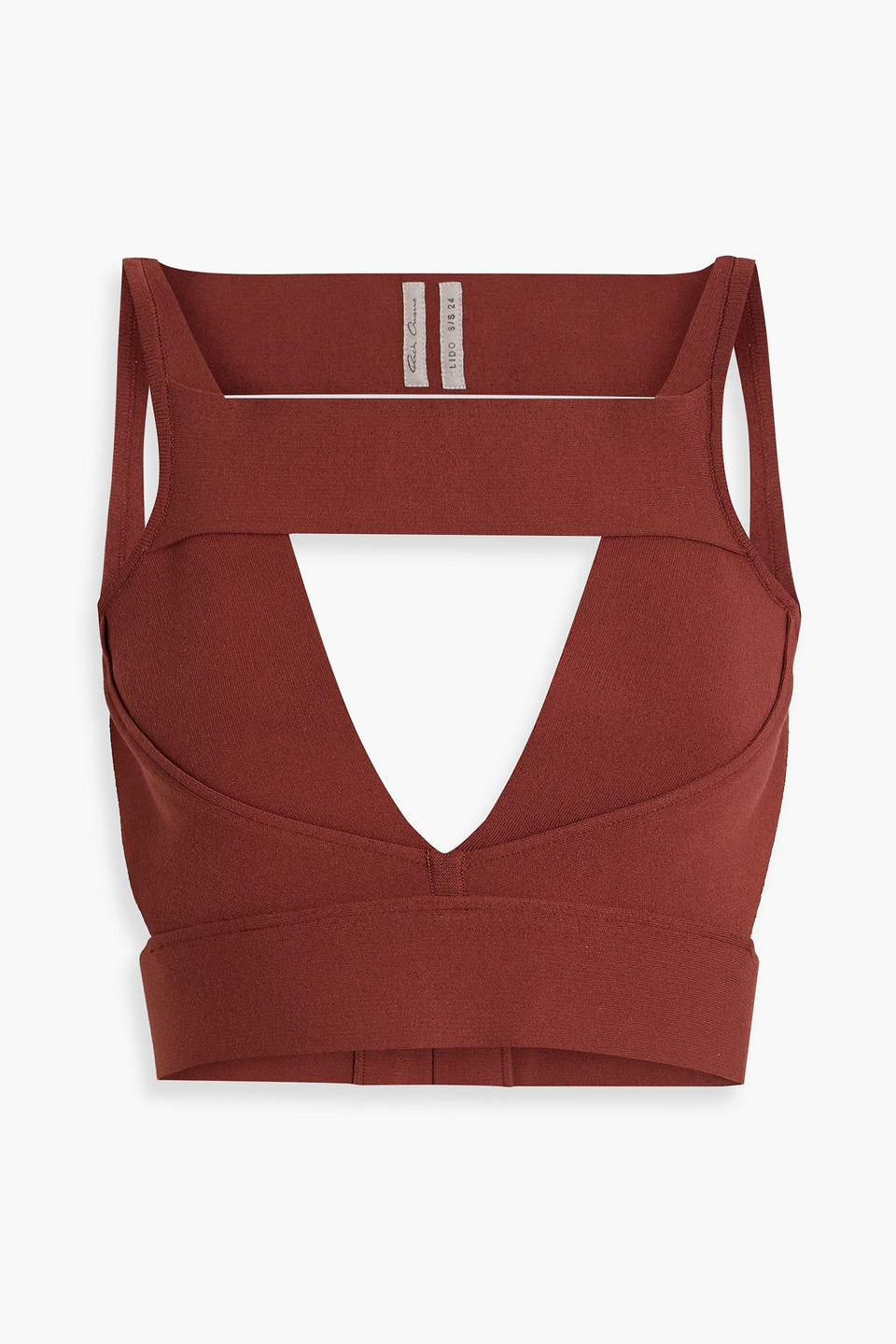Rick Owens Sling Cutout Stretch-knit Bra Top In Brown
