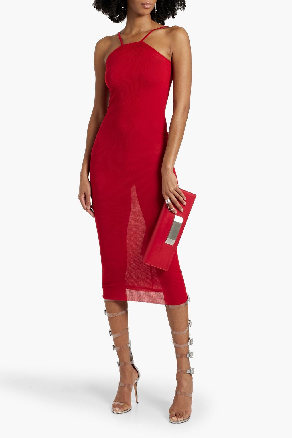 RICK OWENS Skorpio ribbed-knit midi dress