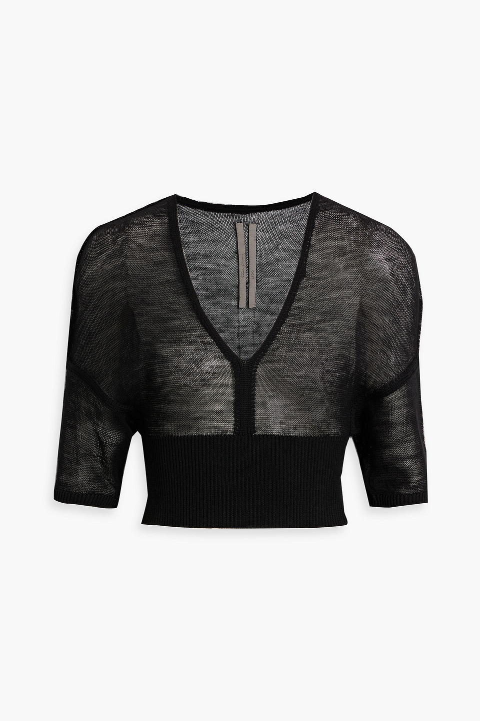 Shop Rick Owens Cropped Wool Top In Black