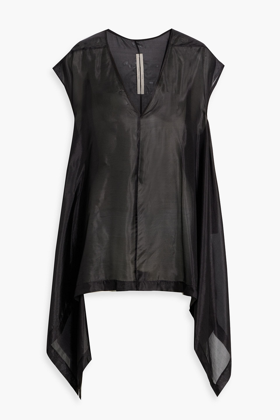 Rick Owens Faun Draped Silk Top In Black