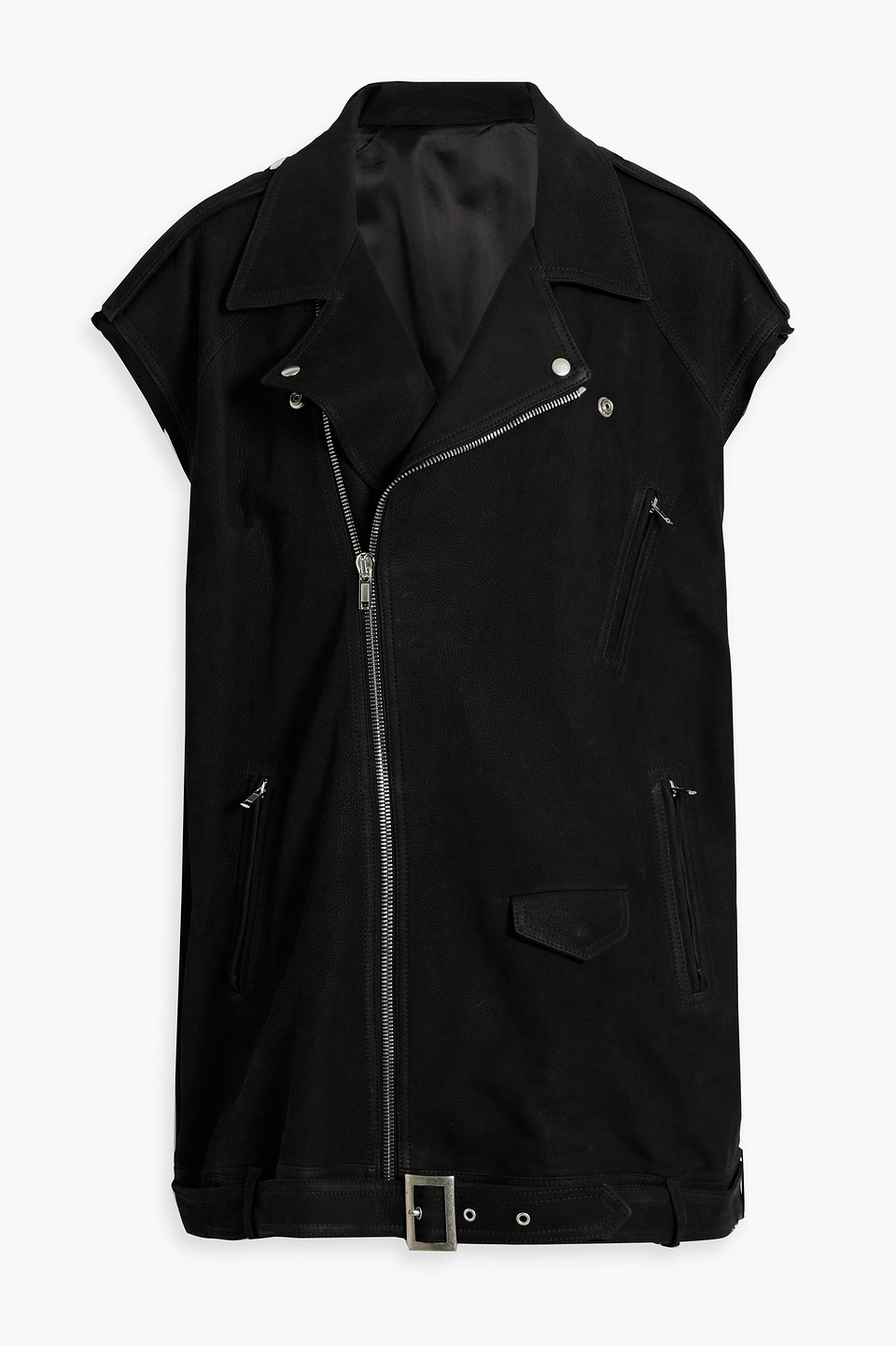 Rick Owens Luke Stooges Oversized Leather Vest In Black