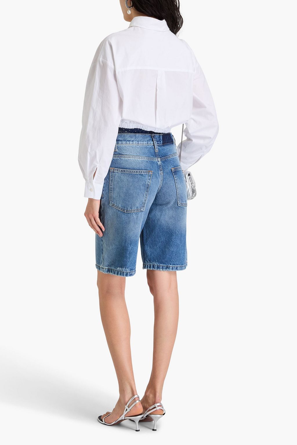 SANDRO Cropped cotton-poplin shirt