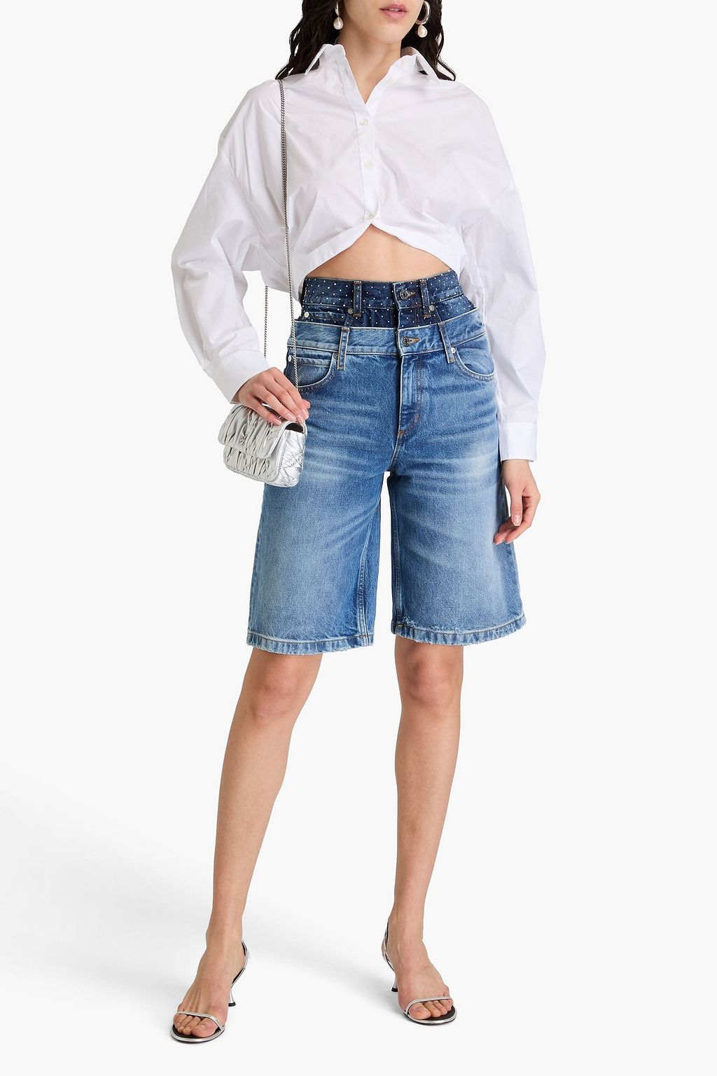 SANDRO Cropped cotton-poplin shirt