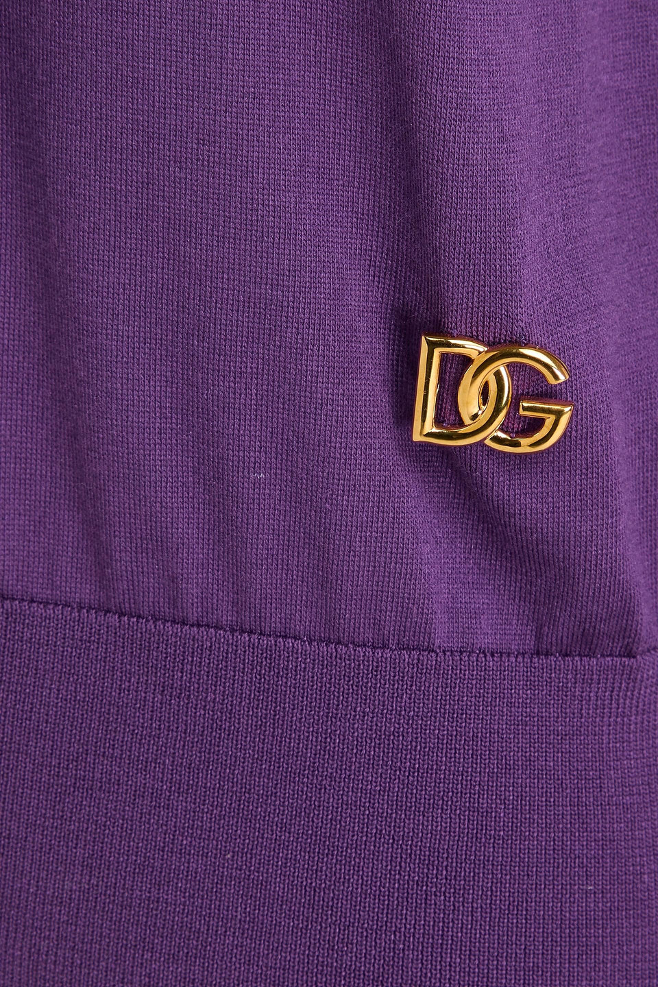Dolce & Gabbana Long-sleeved Multi-colored Silk Sweater With Pussy-bow And Dg Embellishment In Lila