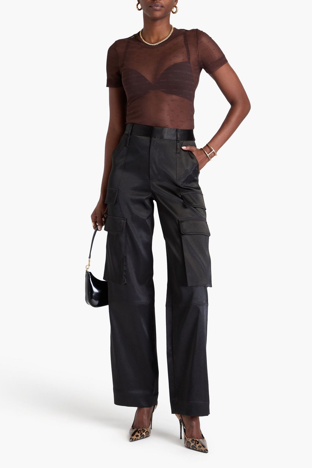 DOLCE&GABBANA Printed stretch-mesh top