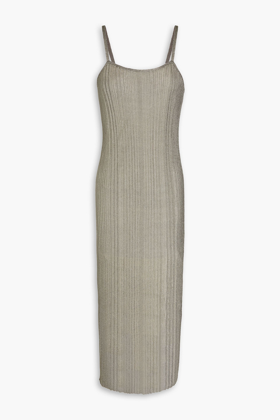 Gentryportofino Ribbed Lamé Midi Dress In Stahlgrau