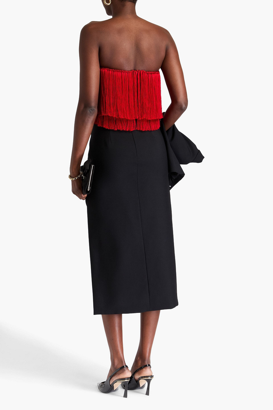  Dolce&gabbana - Strapless Fringed Stretch-silk Satin Bra Top - Red - It 38 