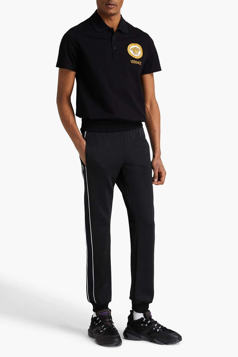 VERSACE COTTON-BLEND JERSEY TRACK PANTS
