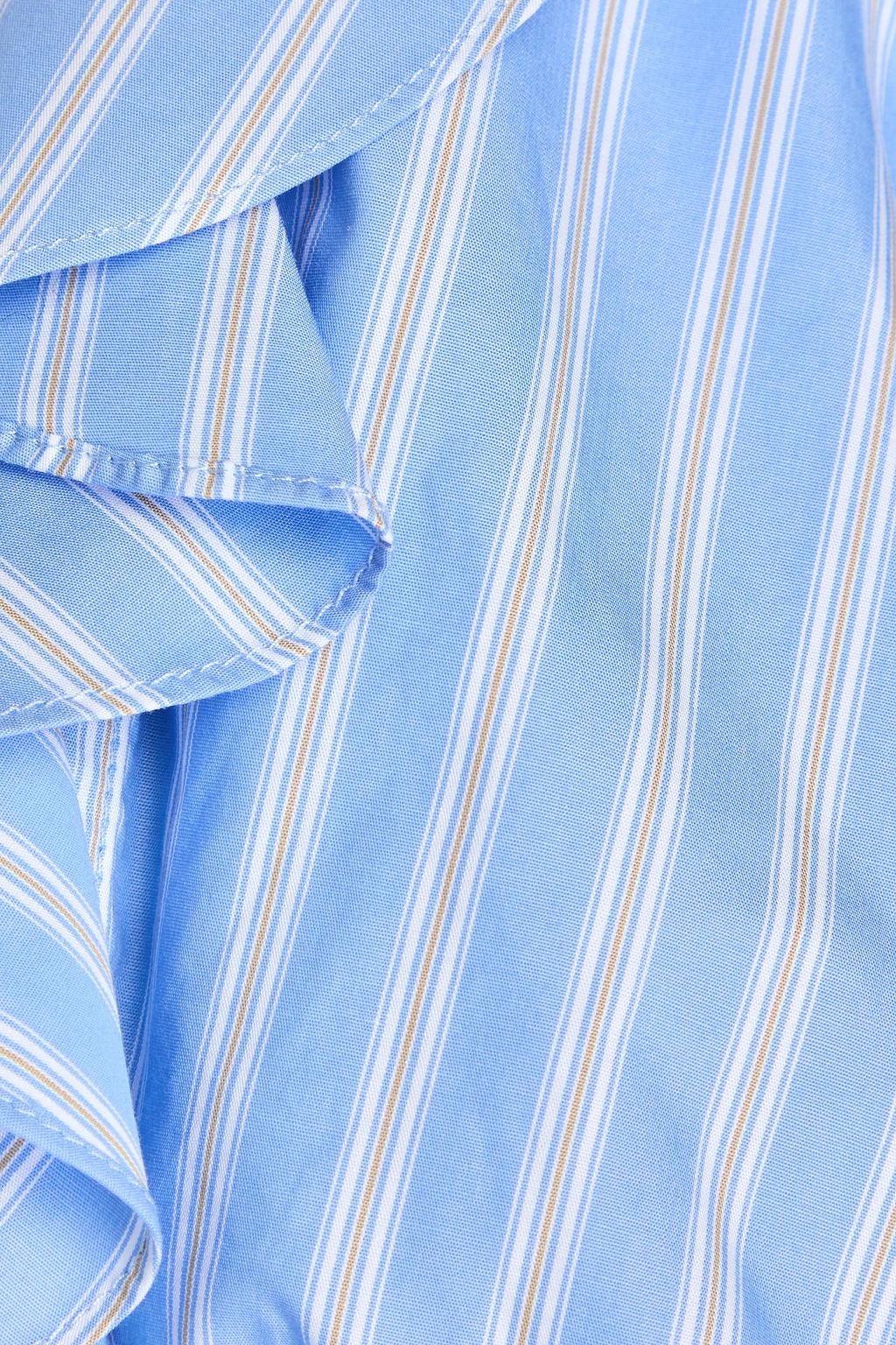 SANDRO Cropped ruffled striped cotton-poplin top