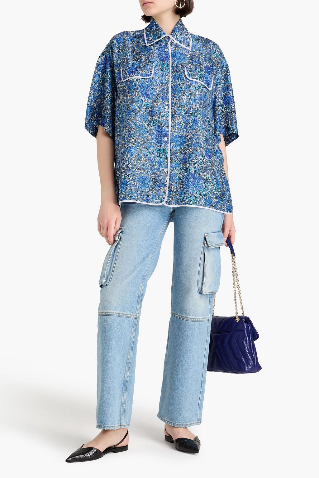 SANDRO Hemd aus Seiden-Twill mit floralem Print
