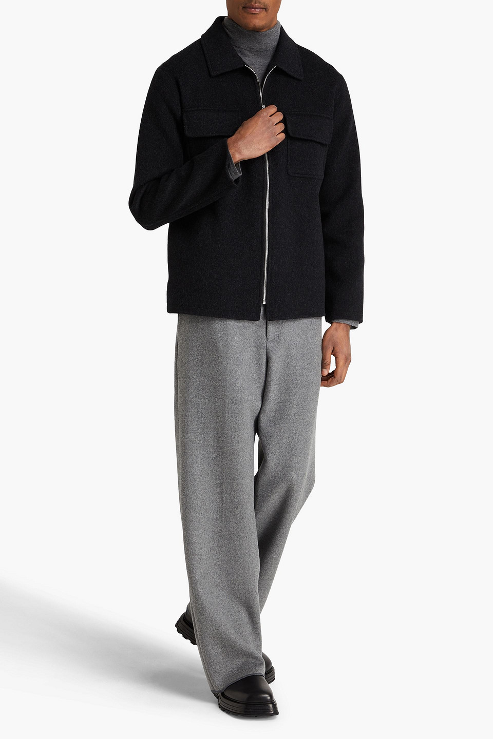 Sandro Overshirt Aus Filz Aus Einer Wollmischung In Kohle