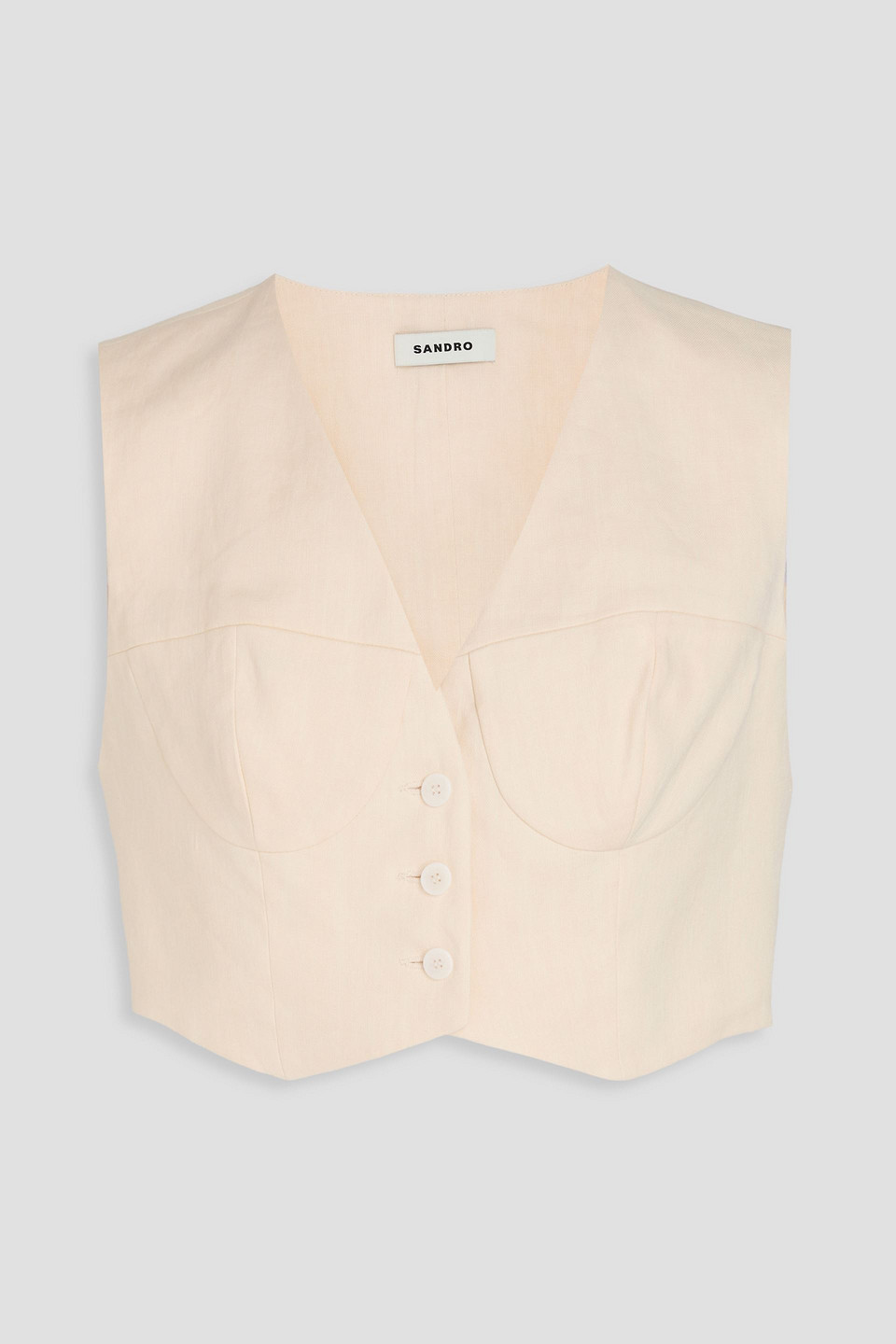 Sandro Cropped Weste Aus Einer Leinenmischung In Naturfarben