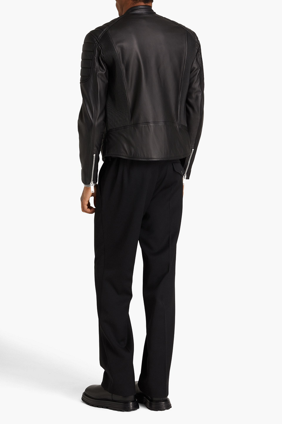Sandro Bikerjacke Aus Gestepptem Leder In Schwarz