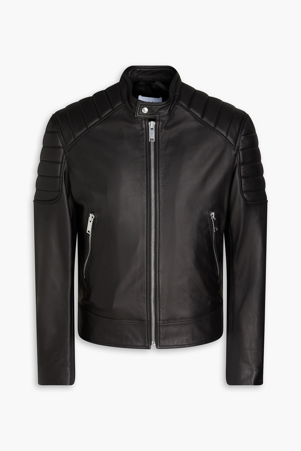 Sandro Bikerjacke Aus Gestepptem Leder In Schwarz