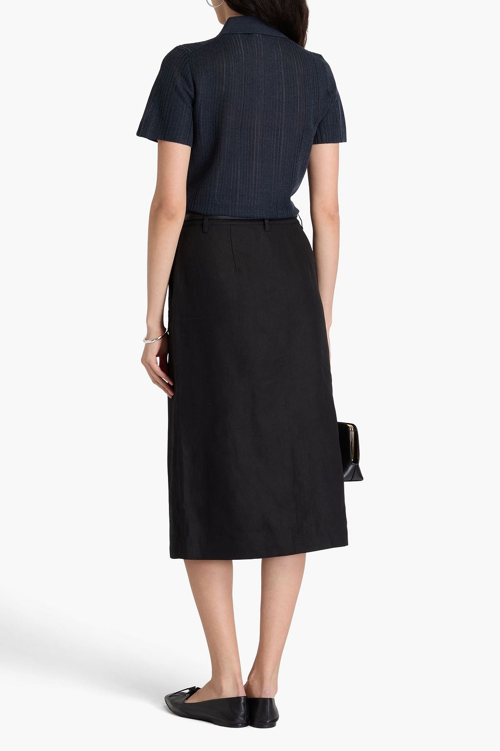 THEORY Linen midi skirt